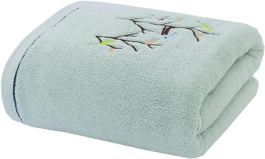 Pidada 100% Cotton Embroidered Bird Tree Pattern Hand Towels for Bathroom  Set of 2 (Brown)