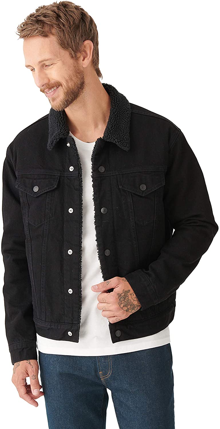 sherpa trucker jacket mens black