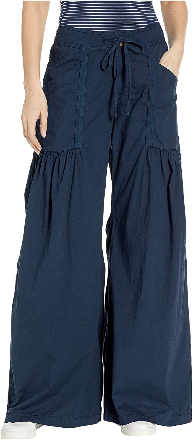 Pre-owned Xcvi Women's Willow Wide Leg Stretch Poplin Pants In Anchor Navy