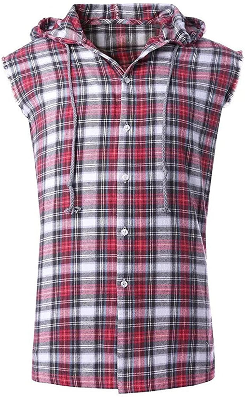 Sleeveless clearance flannel hoodie