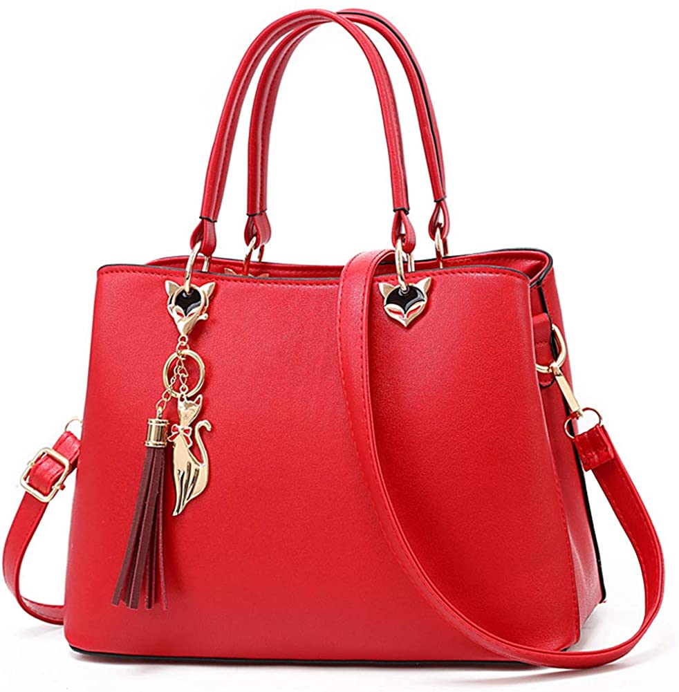 Ladies Handbags online in India- Red color PU fabric women's handbag | ...