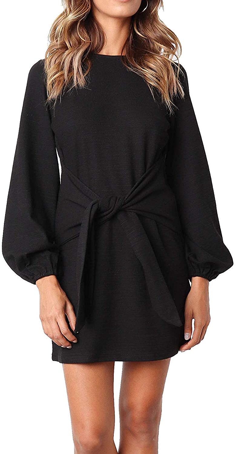 Short/Long Sleeve Dresses for Women Elegant Lantern Sleeve Ladies Casual  Pencil | eBay