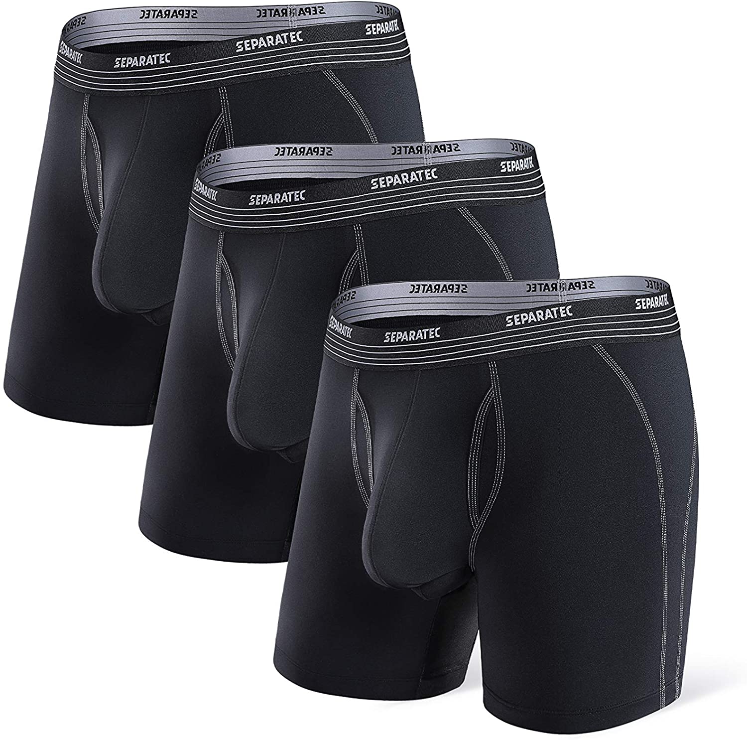 Buy Separatec Cotton Dual Pouch Mens Underwear Comfortable Soft Everyday  Boxer Briefs 7 Pack, Black - Everyday Underwear, Large at