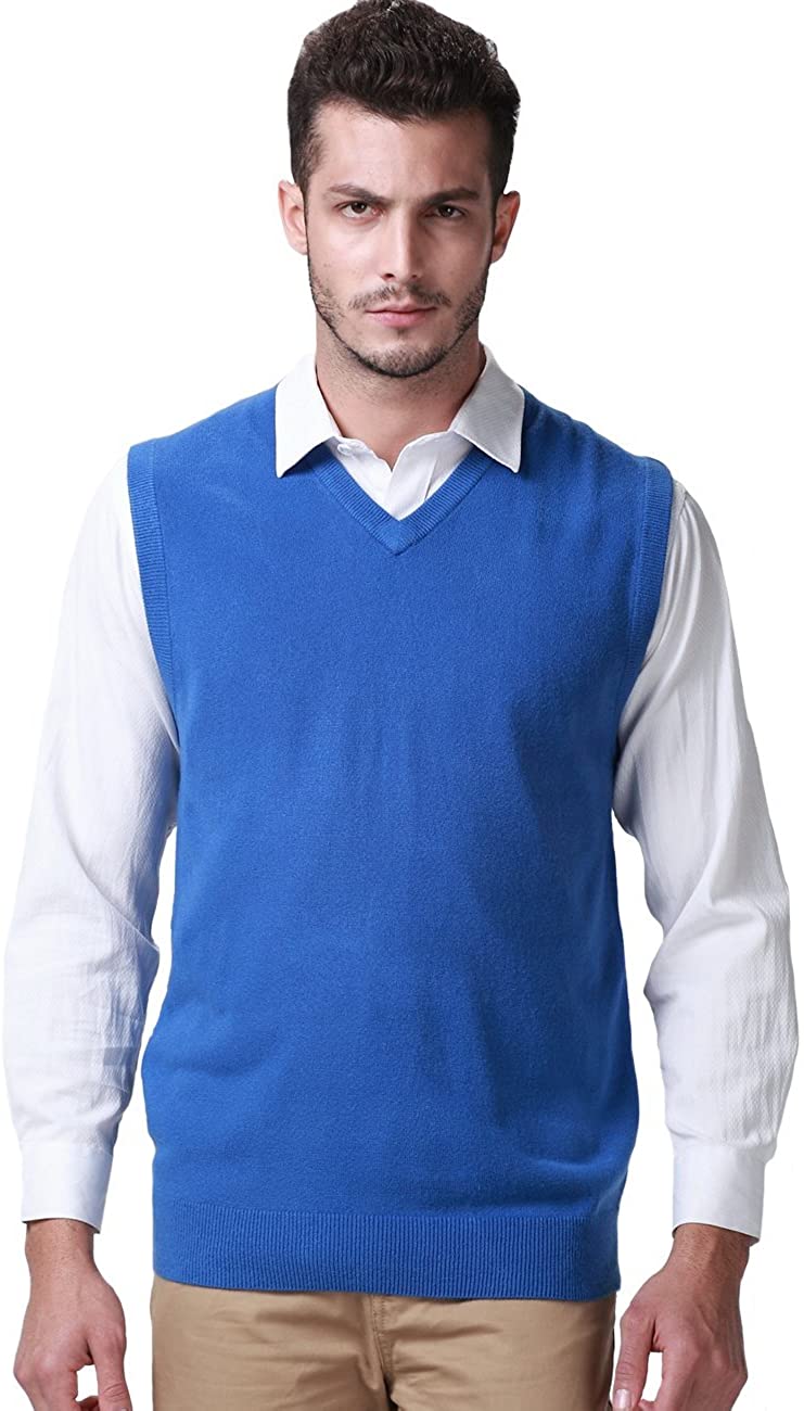 SSLR Mens Regular Fit Casual Knit Pullover V-Neck Sweater Vest 