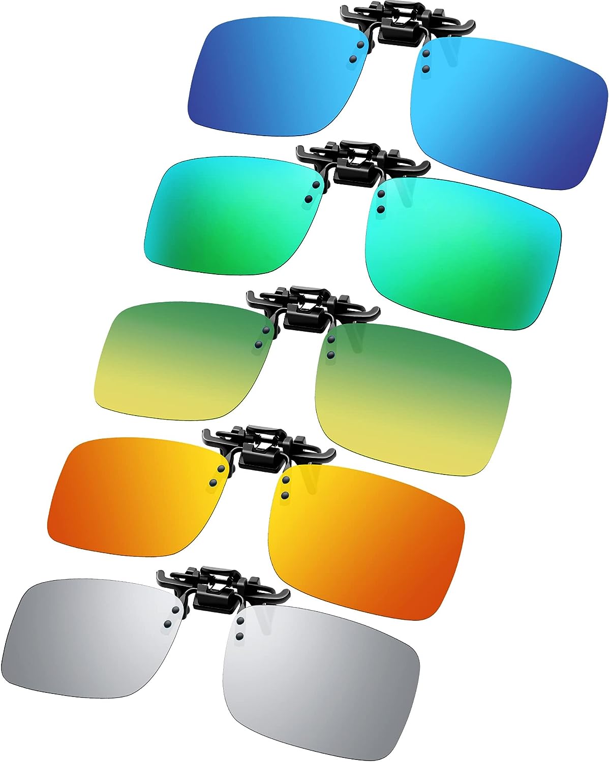 Buy 5 Pairs Polarized Clip-on Sunglasses for Men Women Rimless Sunglasses  Clip On Rectangular Unisex Flip Up Anti-glare Fishing Driving Over  Prescription Glasses (Various Color,2.24 x 1.42 Inch) at