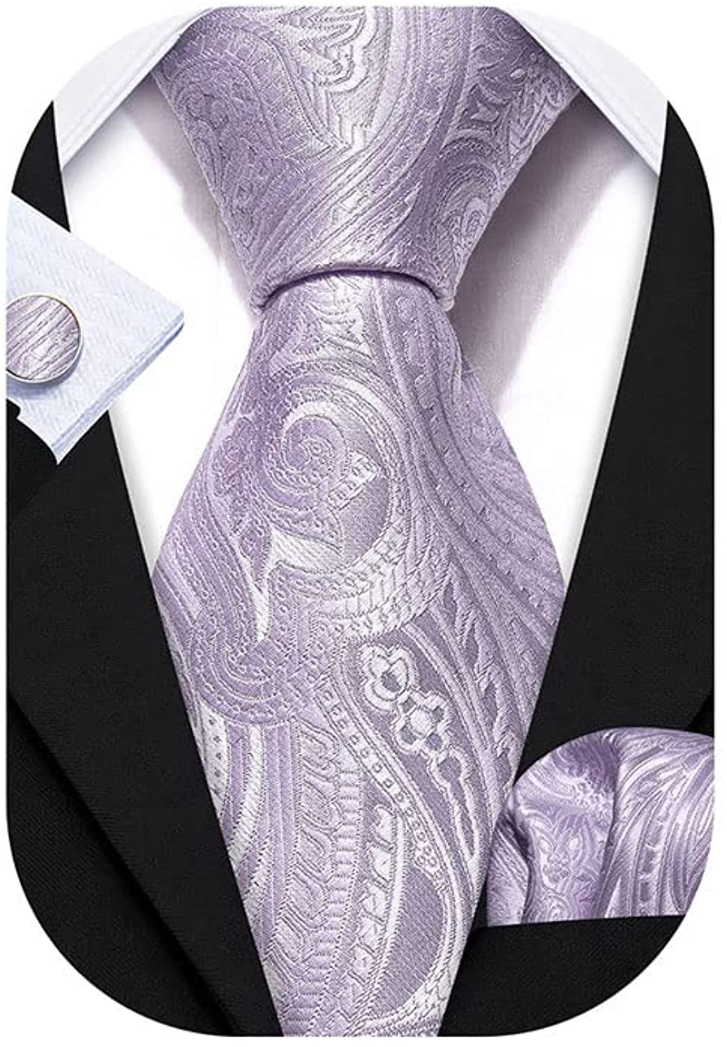 Barry.Wang Silk Men Ties,Paisley Necktie Pocket Square and Cufflinks Set  for Wed | eBay