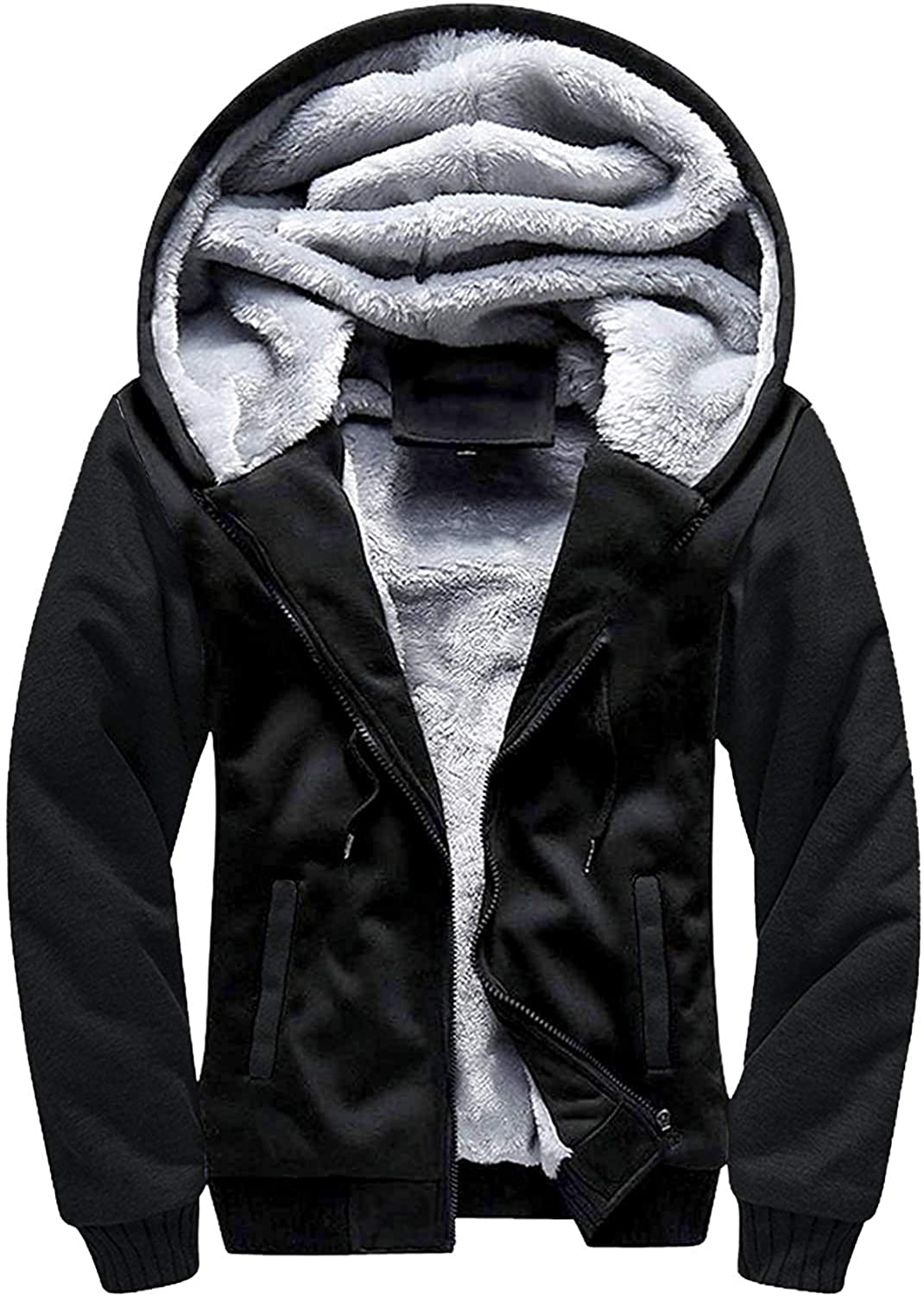 Full Zip Up Thick Sherpa Lined GEEK LIGHTING Hoodies for Men Heavyweight Fleece Sweatshirt