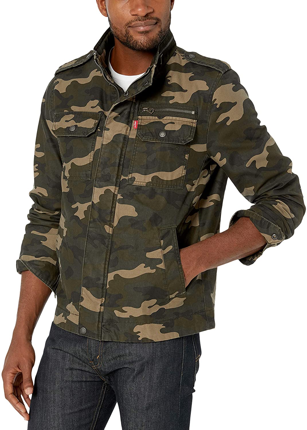 Levi's Men's Washed Cotton Two Pocket Military Jacket (Standard and Big &  Tall) | eBay