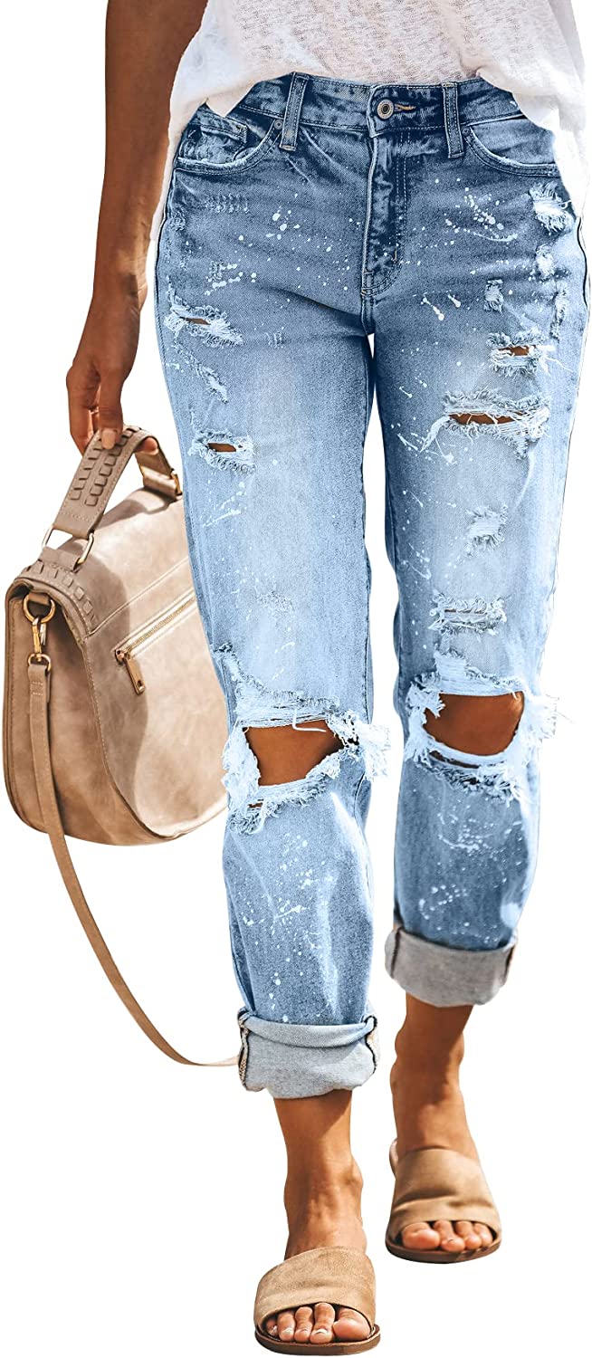 KUNMI Women's High Waisted Skinny Stretch Ripped Button Fly Jeans Dest –  KUNMI online