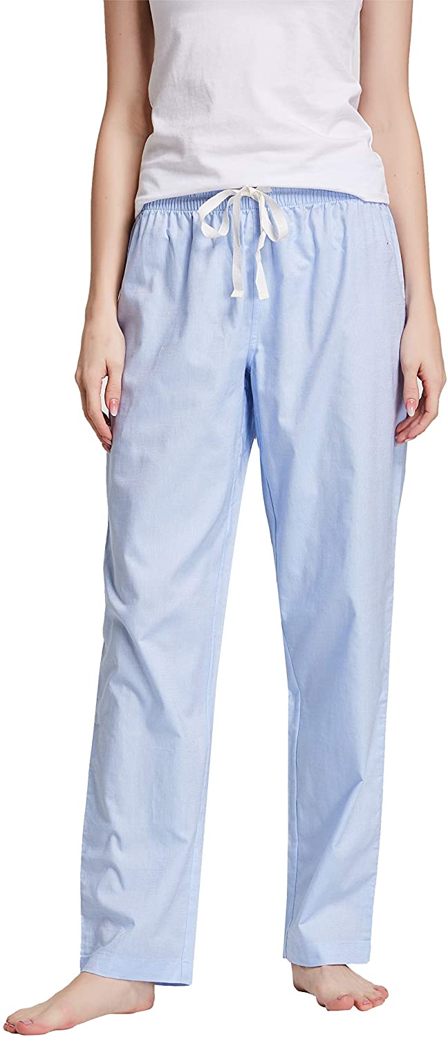 CYZ Women's 100% Cotton Woven Poplin Sleep Pajama Pants 