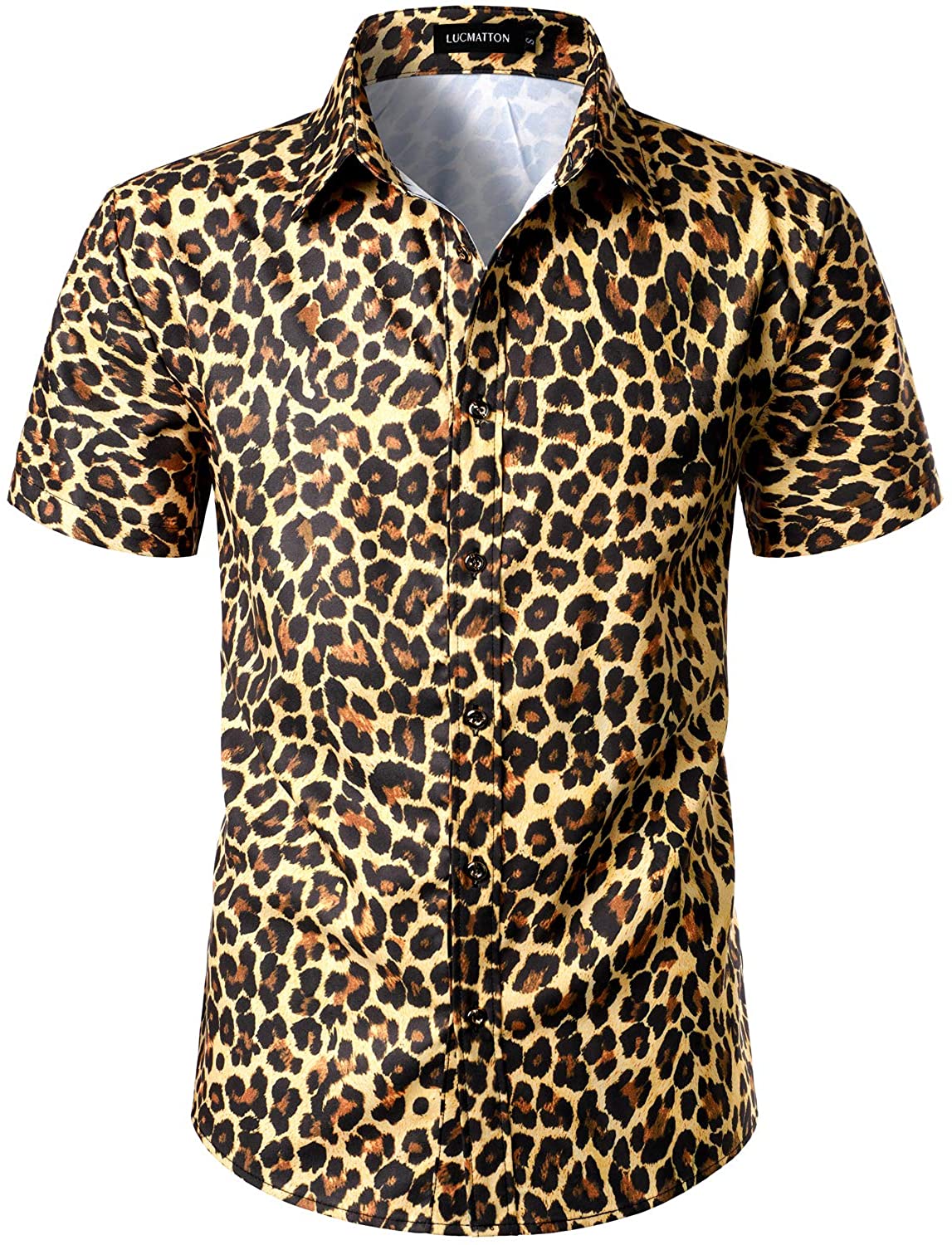 directory Premonition accumulate LucMatton Men&#039;s Hipster Short Sleeve Button Down Leopard Print Shirt  for Club Ro | eBay