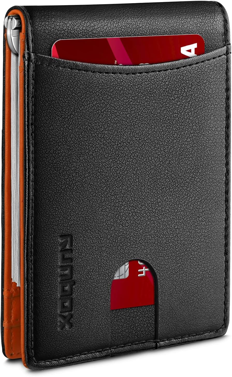 RUNBOX Slim Wallet for Men-RFID Blocking-Bifold Genuine Leather