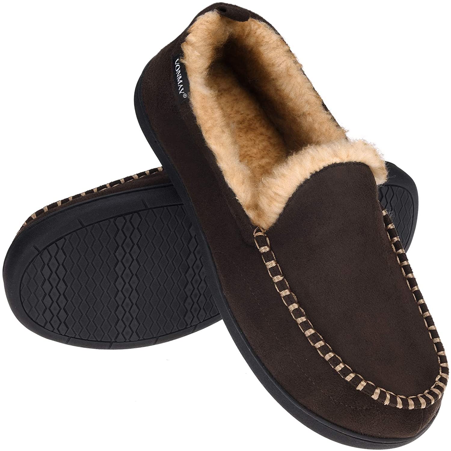 1758 Soft Furry Warm Comfy Men Winter Moccasin Slippers Slip On Indoor Outdoor 