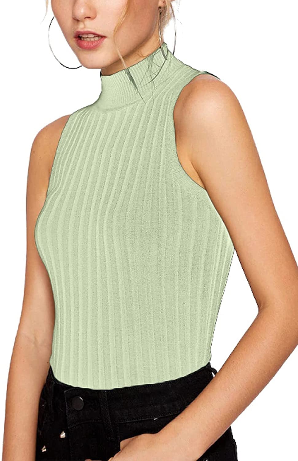 Nicetage Women's Sleeveless Slim Fit Mock Turtleneck Knit Pullover Sweater  Stretch Basic T Shirt Tank Tops, Z-2beige, One Size : : Clothing,  Shoes & Accessories