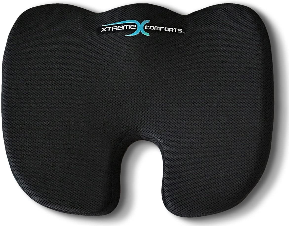 Coccyx Orthopedic Memory Foam Seat Cushion - Helps with Sciatica Back Pain - for