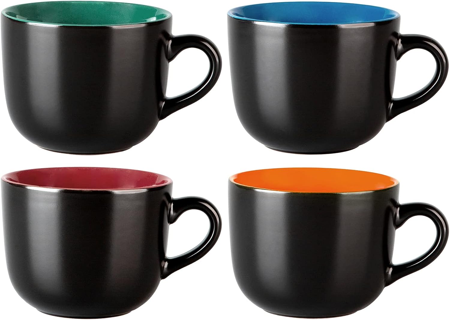 Coffee Mugs Set Of 4 - 12 Oz Ceramic Coffee Cup With Large Handle