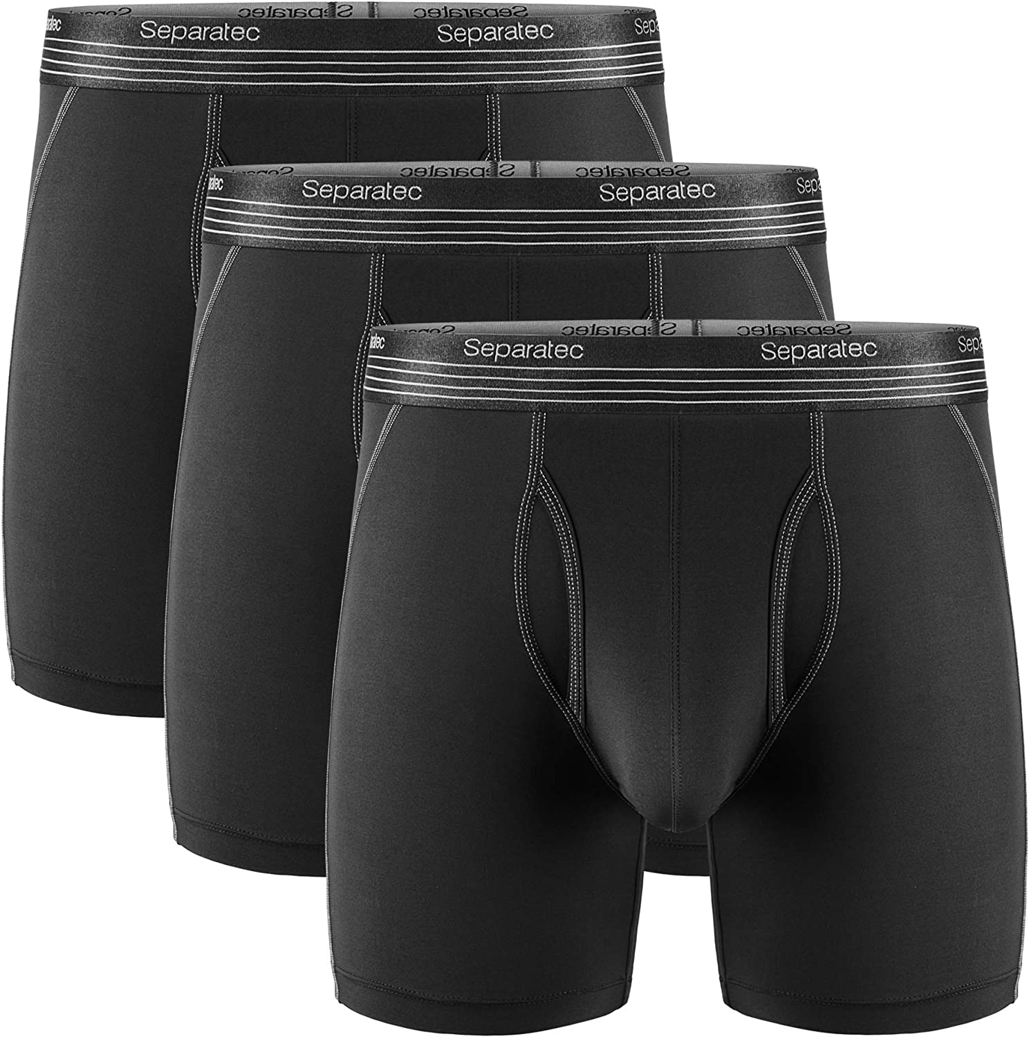 Buy Separatec Men's Underwear Dual Pouch Active Sport Quick Dry 8 Camo  Solid Long Leg Boxer Briefs 2 Pack online