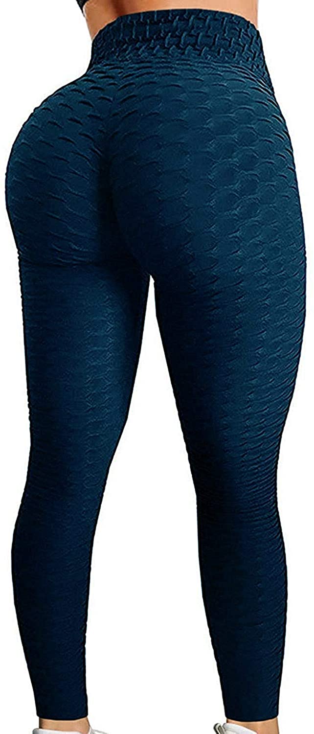 SEASUM Women's High Waist Yoga Pants Tummy Control Slimming Booty Leggings  Workout Running Butt Lift Tights, B-capris Light Blue, XX-Large