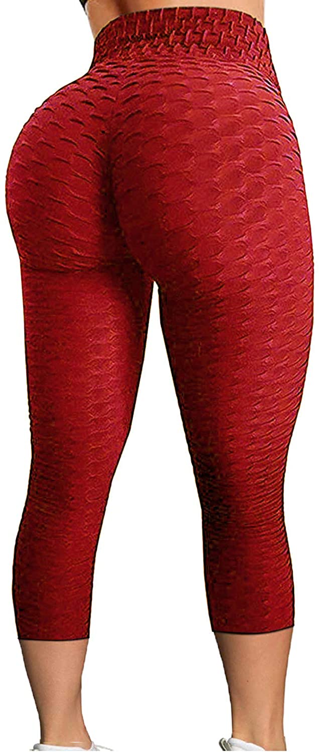QLEICOM Womens Yoga Pants Capri Leggings Seamless Butt Lifting for