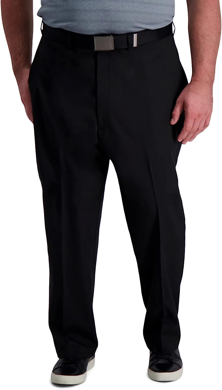 HAGGAR Men's Cool Right Performance Flex Solid Slim Fit Flat Front Pant