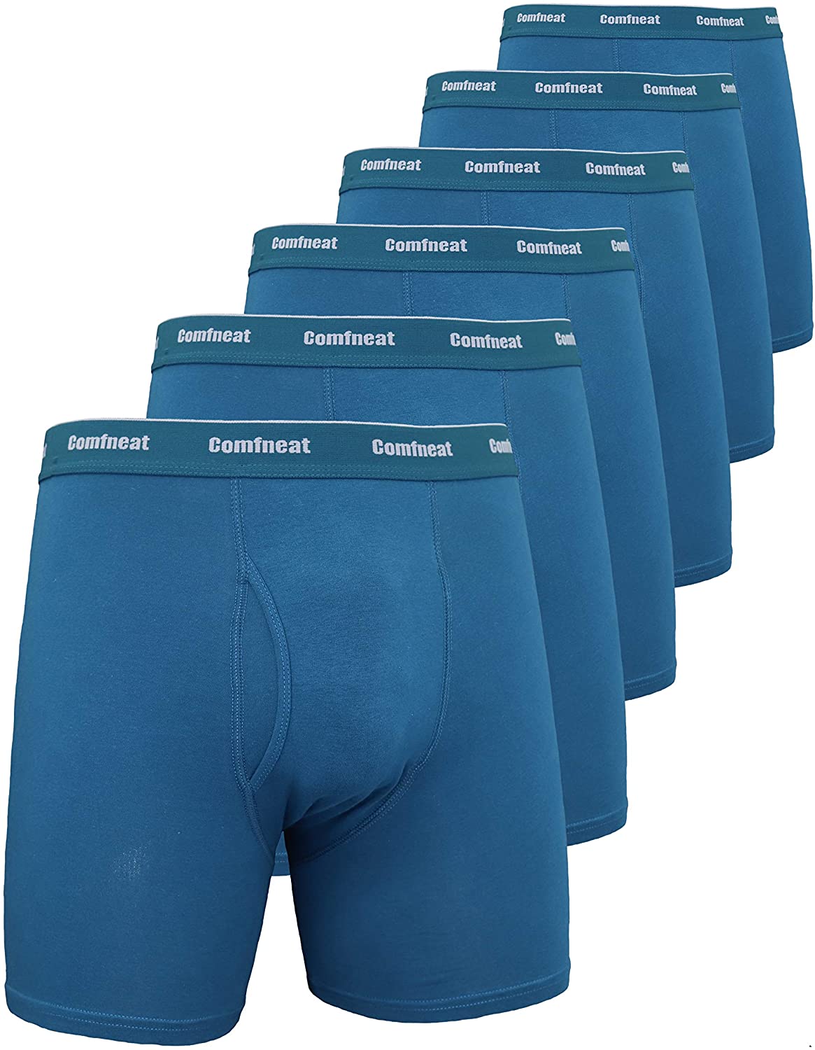Comfneat Men's 6-Pack Boxer Briefs Cotton Spandex S-XXL Soft Tagless Underwear 