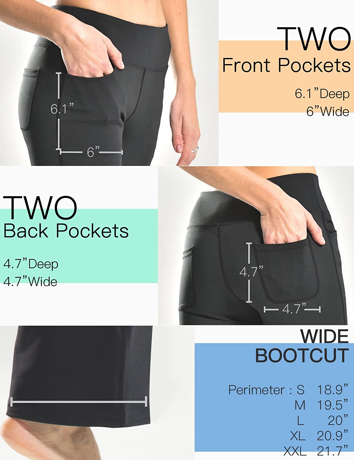 Safort 28 30 32 34 Inseam Regular Tall Bootcut Yoga Pants, 4 Pockets,  UPF50+