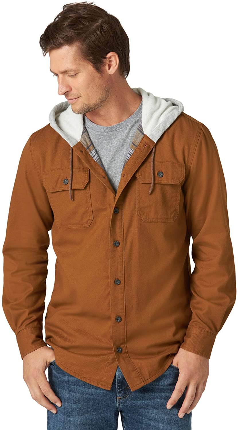 Wrangler Authentics Men's Hooded Flannel Lined Twill Shirt | eBay