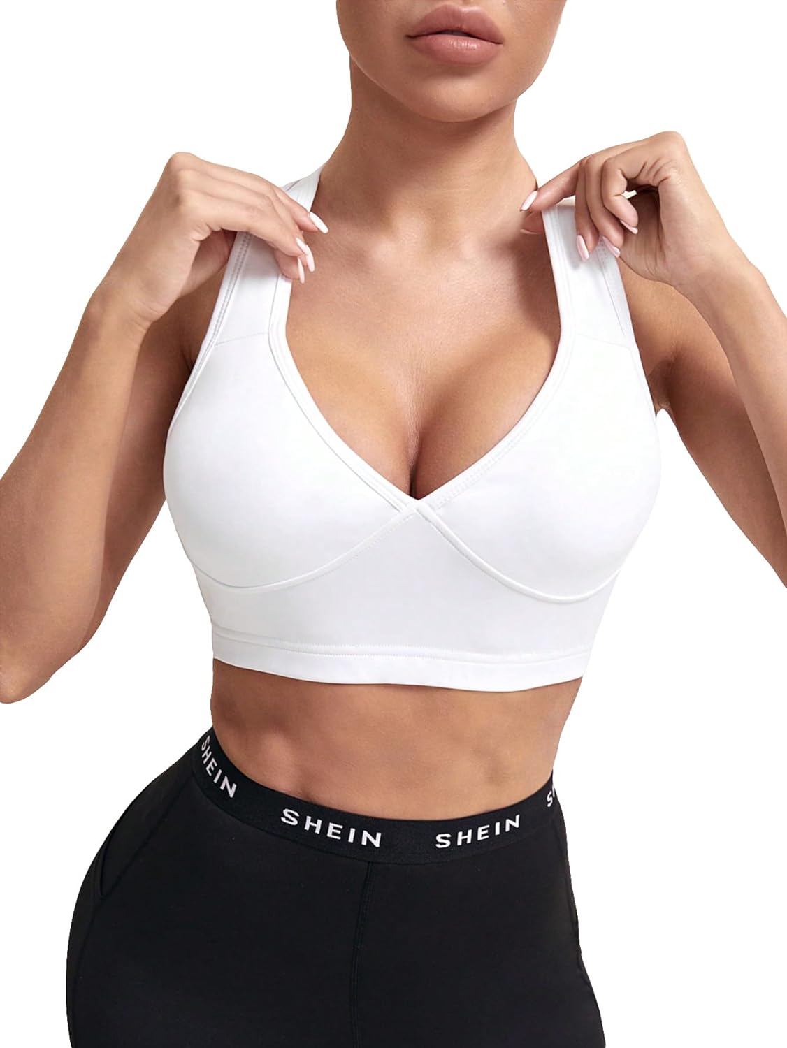 SOLY HUX Women's Zip Up Sports Post-Surgery Bra Back Cut Out Seamless Cups  Yoga