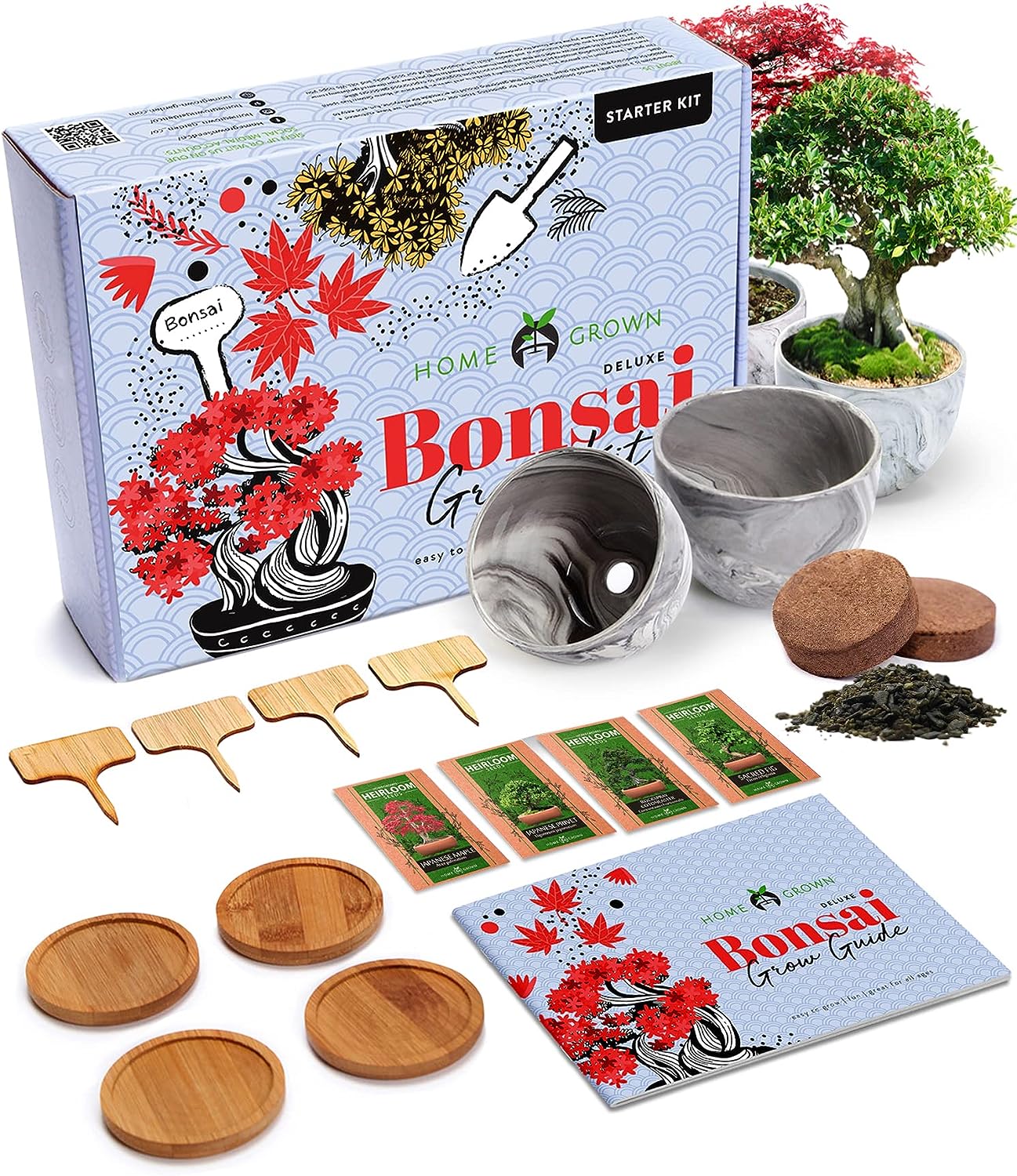 Bonsai Tree Kit, Grow Your Own: Premium 4 Bonsai Trees Starter Kit