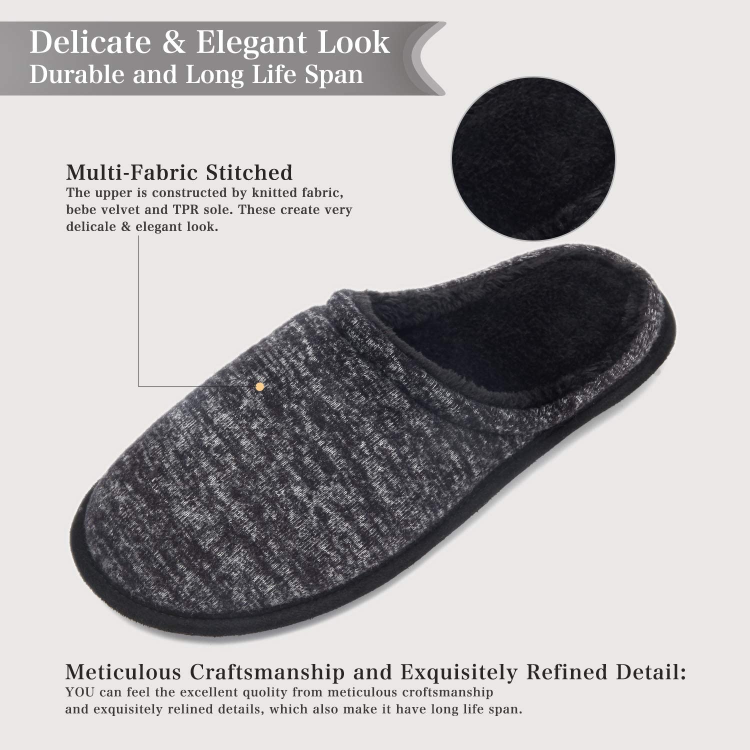 COZISO Slippers for Men Warm Memory Foam Slip on House Shoes Men Cotton Comfortable Knitted Fabric Home Indoor /& Outdoor Bedroom Shoes