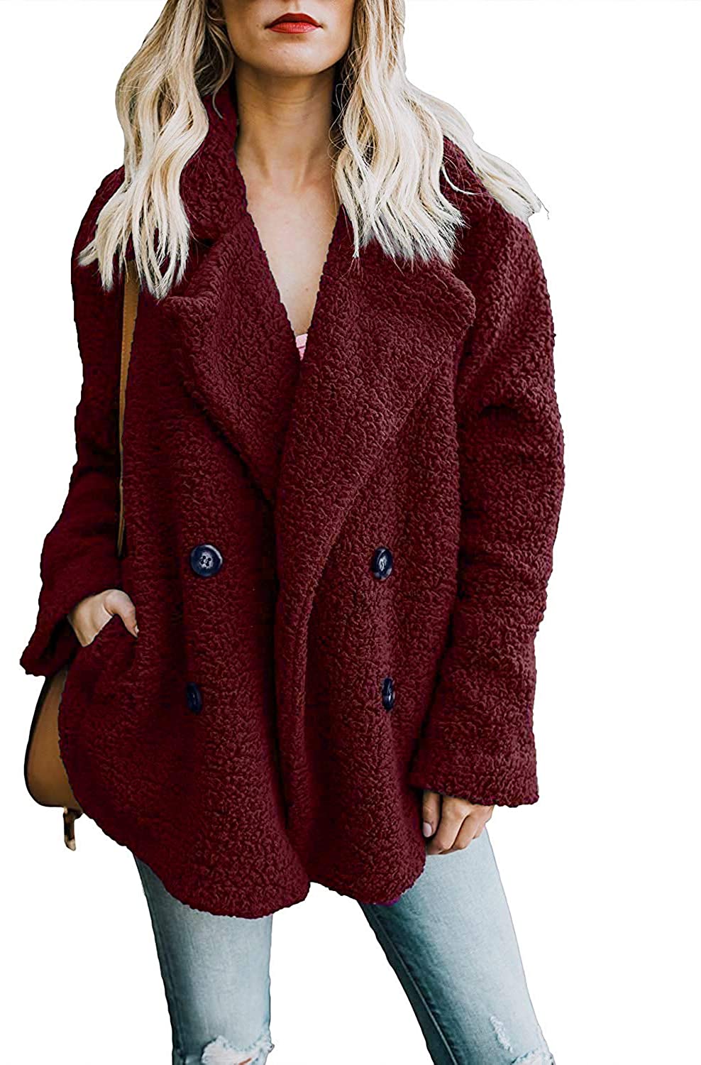 Zeagoo Women's Faux Fur Coat Fuzzy Cardigan Warm Fleece Jacket Long Sleeve Oversized Winter Outwear Pockets Coat