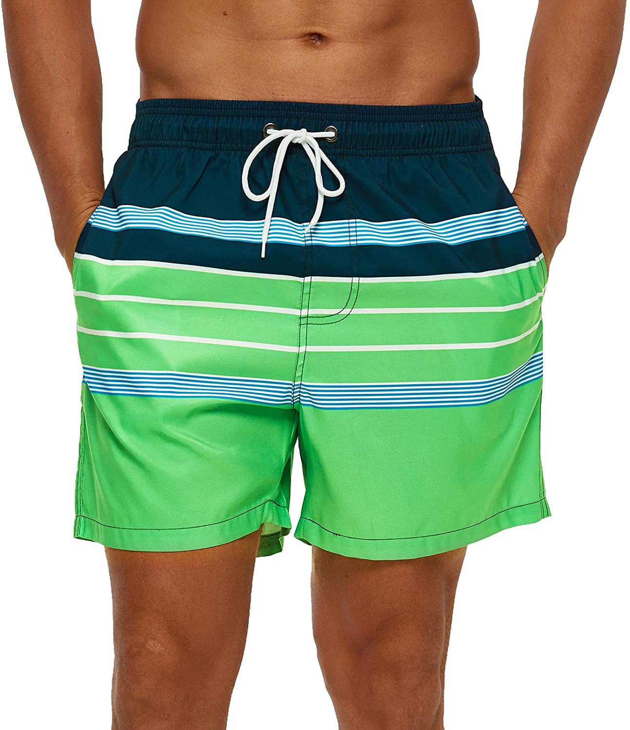 SILKWORLD Mens Swimming Trunks 5 Inch Inseam Swim Shorts Summer Bathing  Suit Swimwear Beachwear with Pockets 