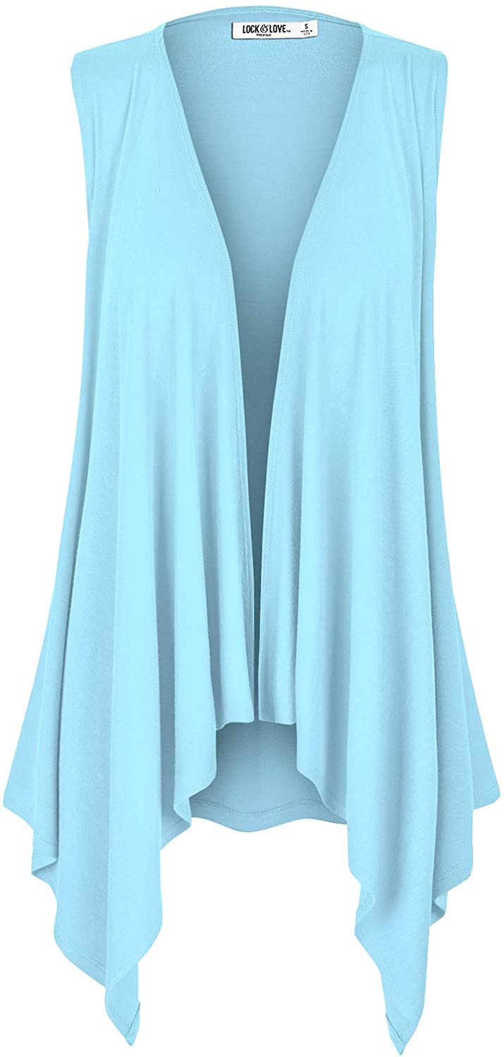 LL Women's Sleeveless Ombre/Solid Draped Open Front Cardigan Vest  Asymmetric Hem | eBay
