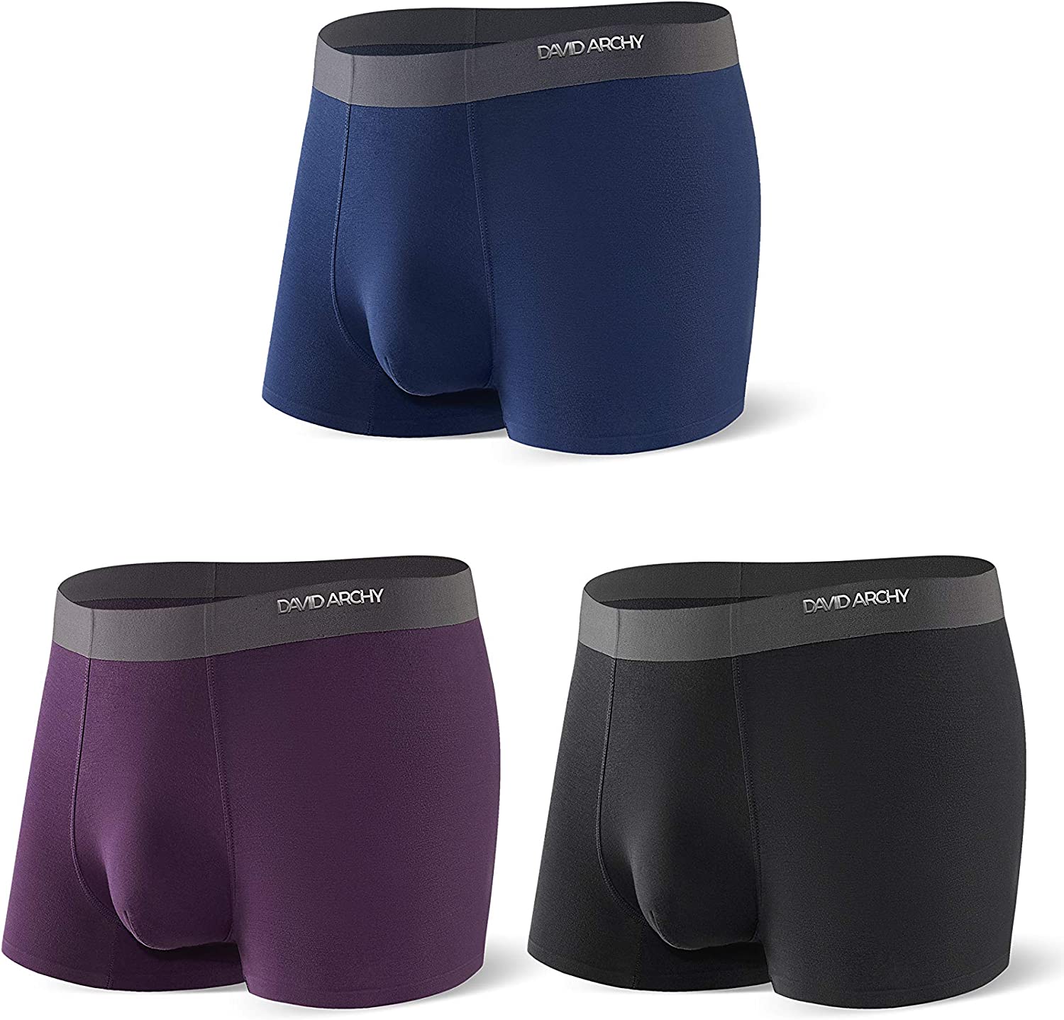 3/4 Pack DAVID ARCHY Mens Boxers Shorts Ultra Soft Micro Modal Mens Underwear Trunks Multipack with 3D Pouch 