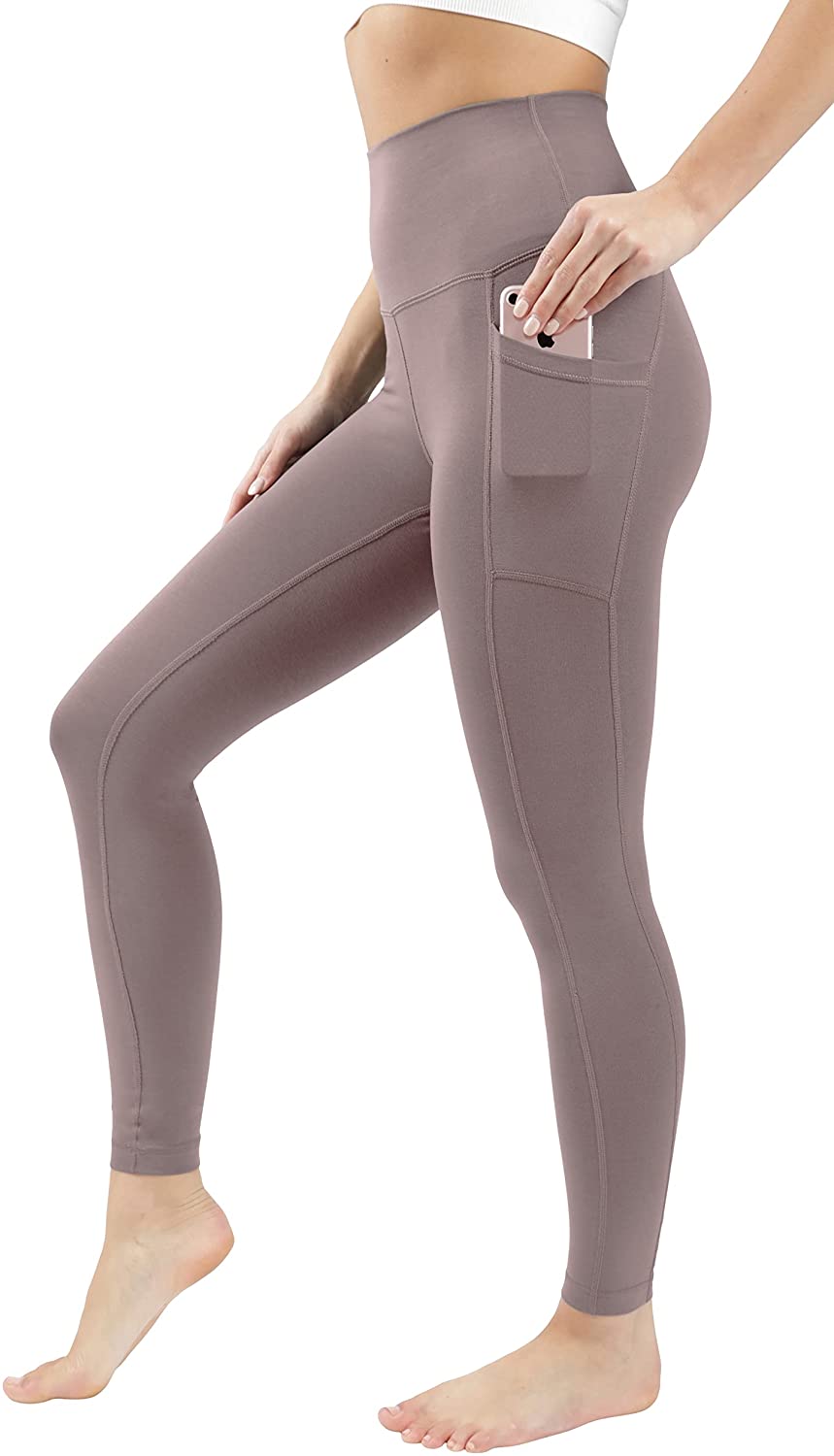 90 Degree By Reflex Cotton High Waist Ankle Length Compression Leggings with  Ela