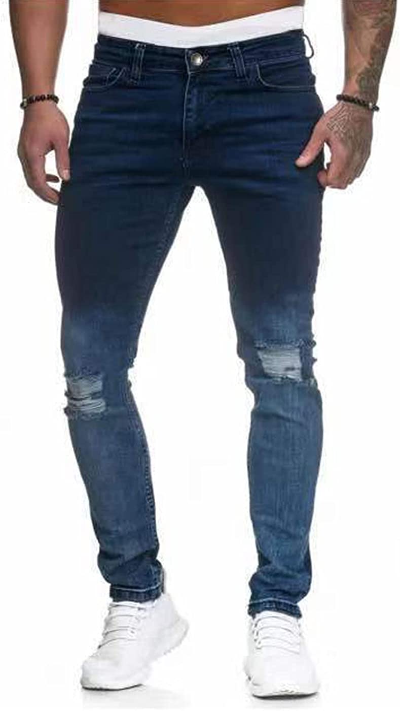 HUNGSON Men's Skinny Slim Fit Ripped Distressed Stretch Jeans Pants :  : Clothing, Shoes & Accessories