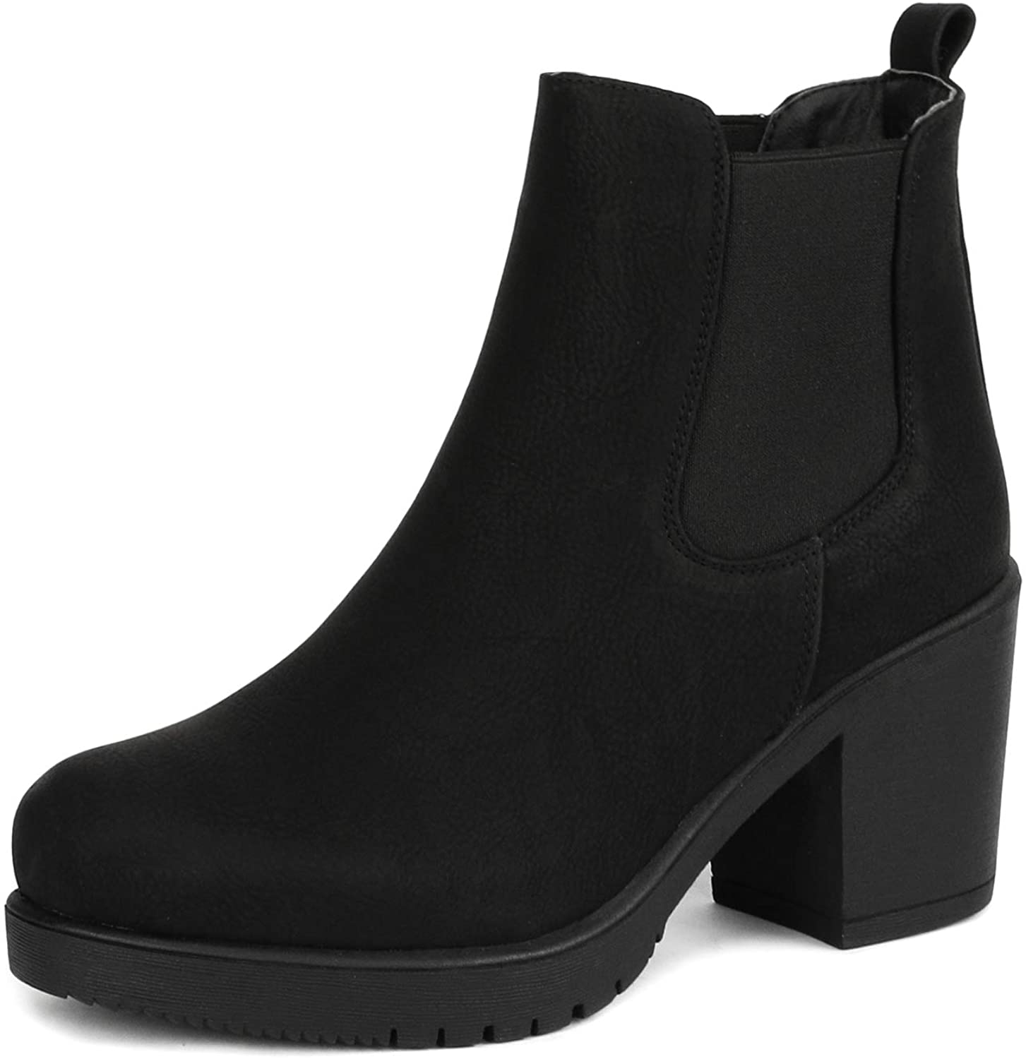 DREAM PAIRS Womens FRE High Heel Chelsea Style Ankle Boots