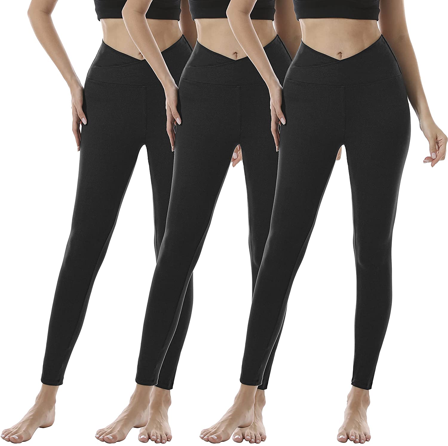 Buy 3 Pack Leggings for Women High Waisted No See-Through Tummy Control  Soft Yoga Pants Womens Workout Athletic Running Leggings, 05 Black/Grey/ Burgundy, Small-Medium at