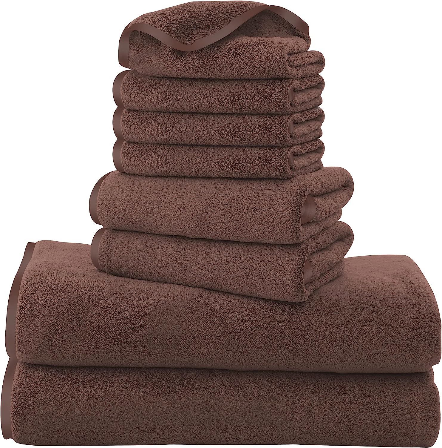 Cosy Family Microfiber 8-Piece Towel Set, 2 Bath Towels, 2 Hand Towels, and  4 Wa