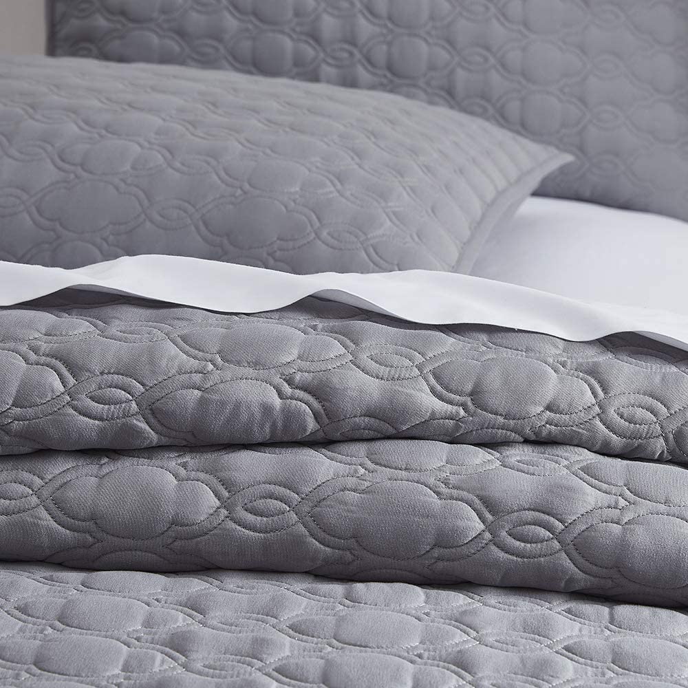 Bourina Reversible Bedspread Coverlet Set Microfiber Lightweight Comforter 3-Piece Quilt Set K 104”x92” Burgundy 