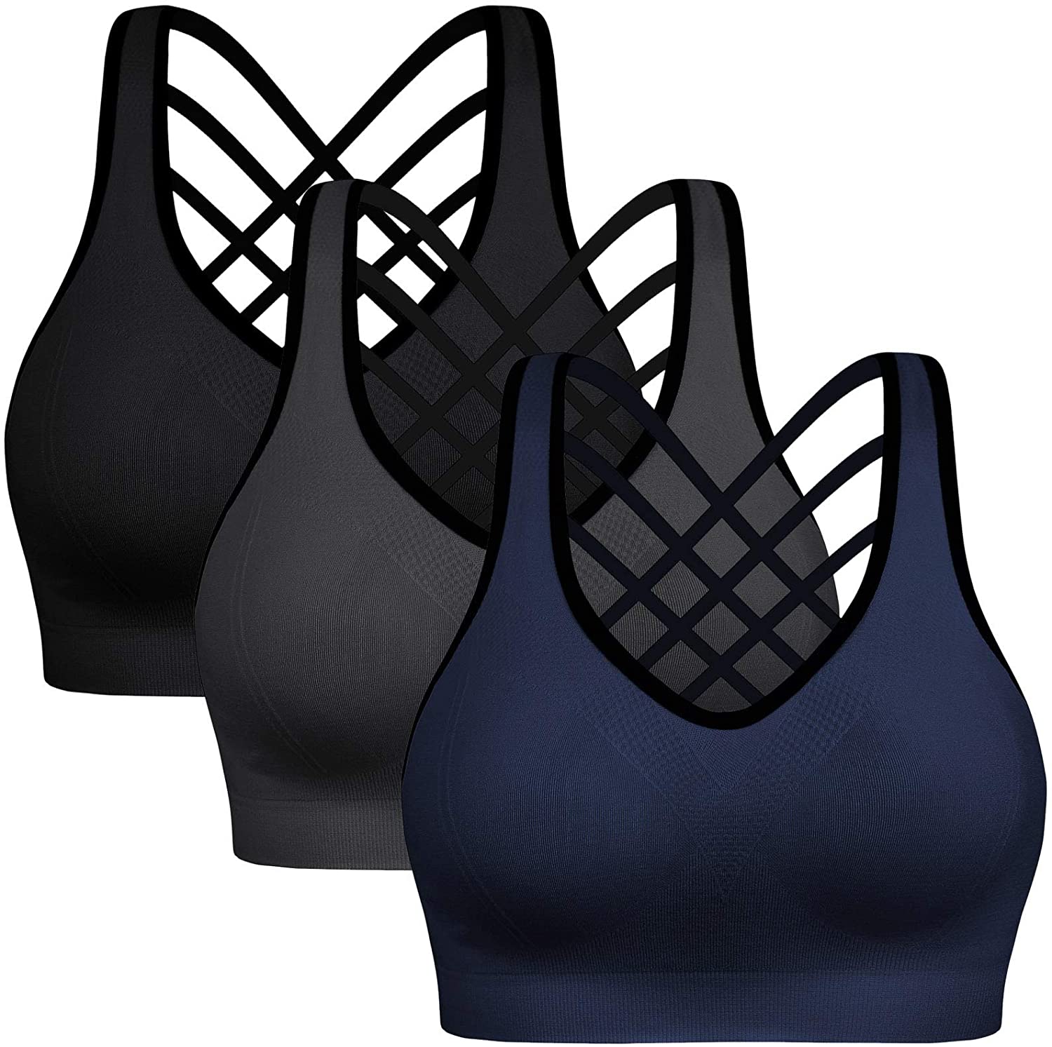 Padded Strappy Sports Bras for Women - Activewear Tops for Yoga Running  Fitness | eBay