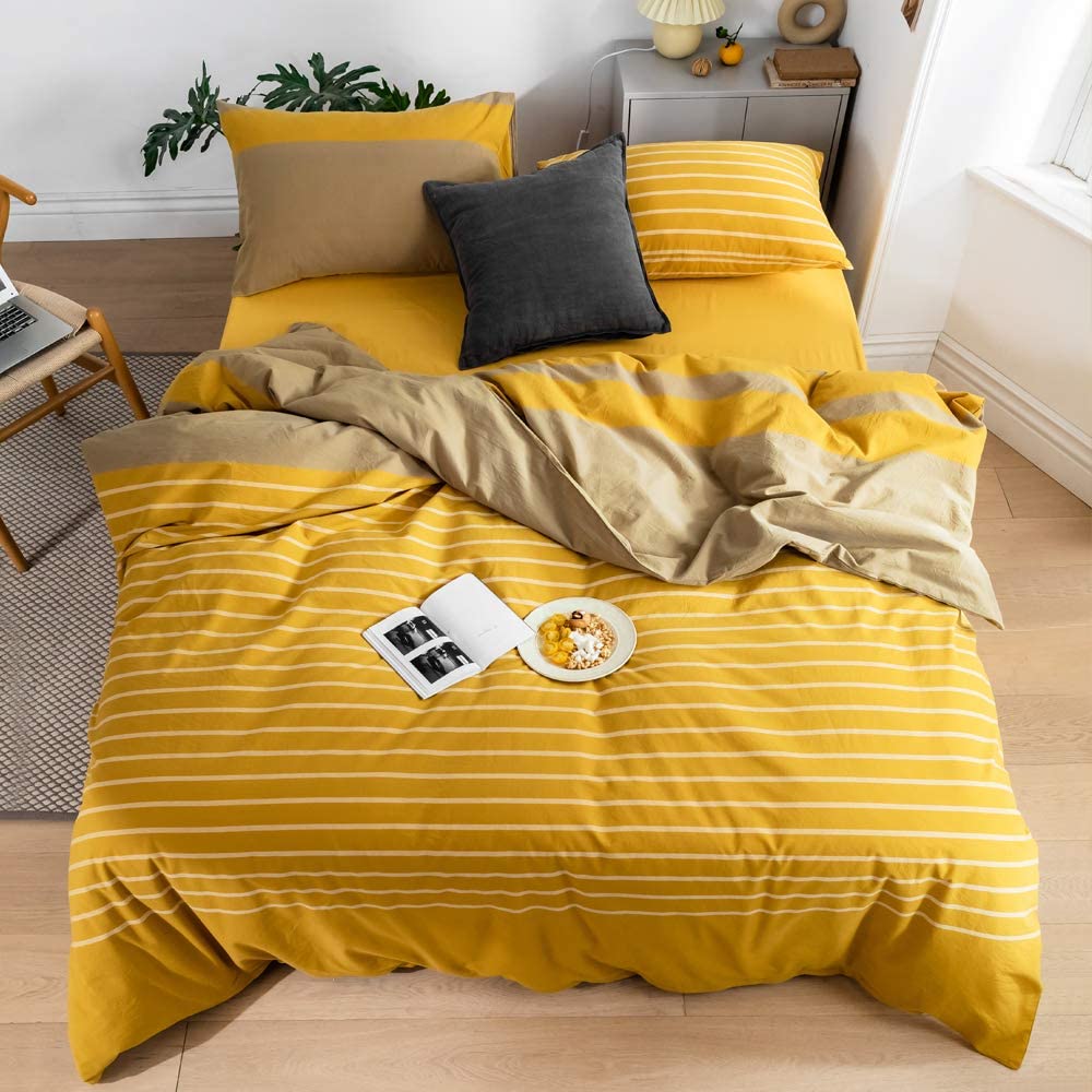 white yellow duvet cover