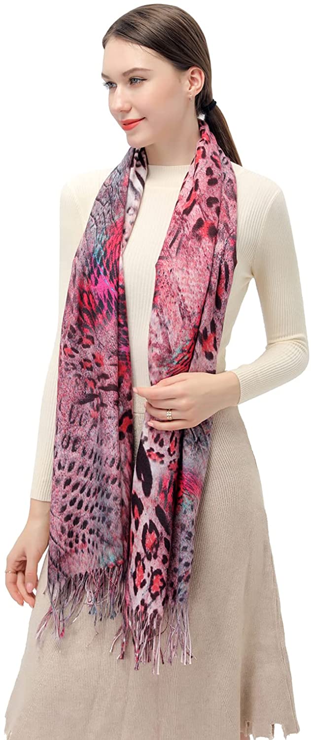 Women's Fashion Scarf with Art Printed Tassel Soft Cashmere Warm Large Blanket Wrap Shawl for gift 