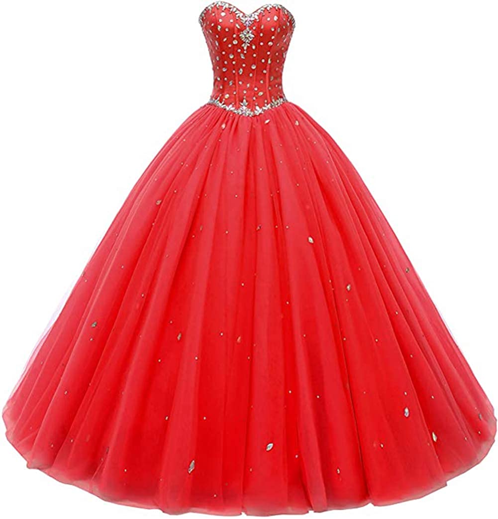 Dearta Womens Ball Gown Sweetheart Floor-Length Tulle Quinceanera Dresses