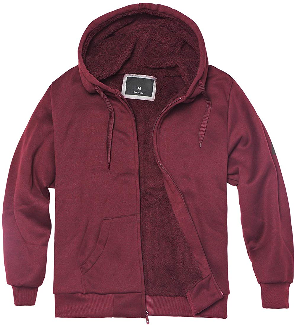 Heavyweight Sherpa Fleece Hoodies for Men Full Zip Up Sweatshirt Long Sleeve Lined Active Jackets 
