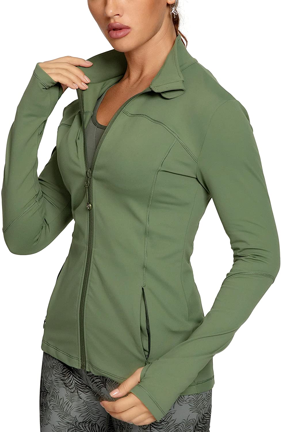 QUEENIEKE Running Jackets for Women, Cottony-Soft Full Zip Slim