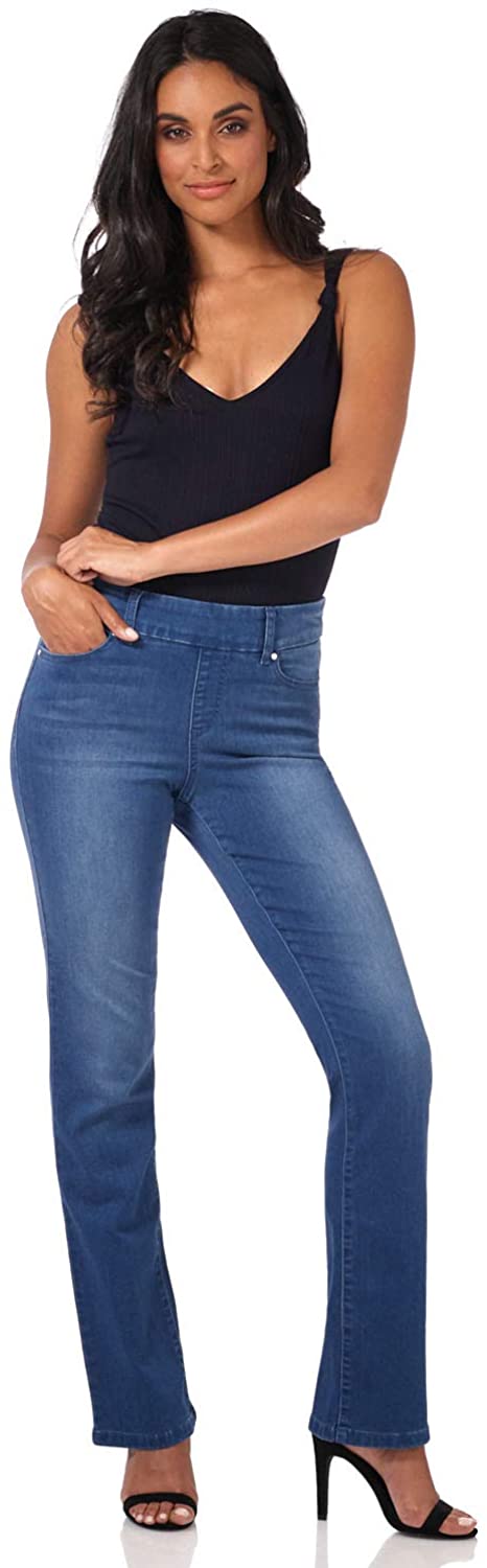 Rekucci Womens Secret Figure Premium Denim Straight Leg Pull-On Jean