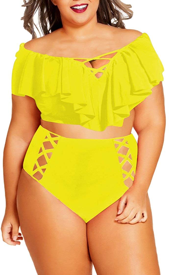 Sovoyontee Women's 2 Piece Plus Size High Waisted Swimsuit Bathing Suit :  : Clothing, Shoes & Accessories