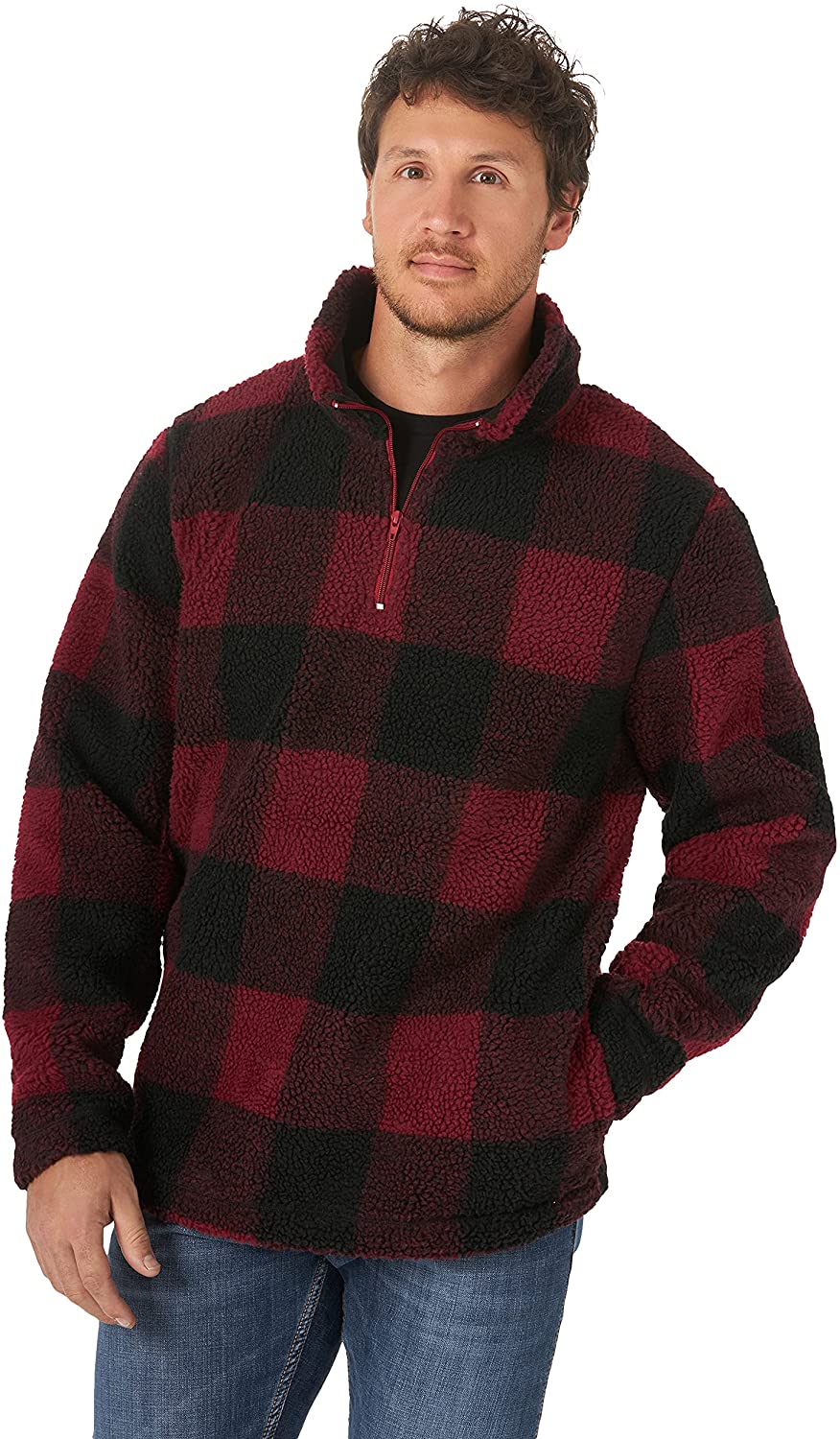 Wrangler Men's 1/4 Zip Sherpa Pullover | eBay