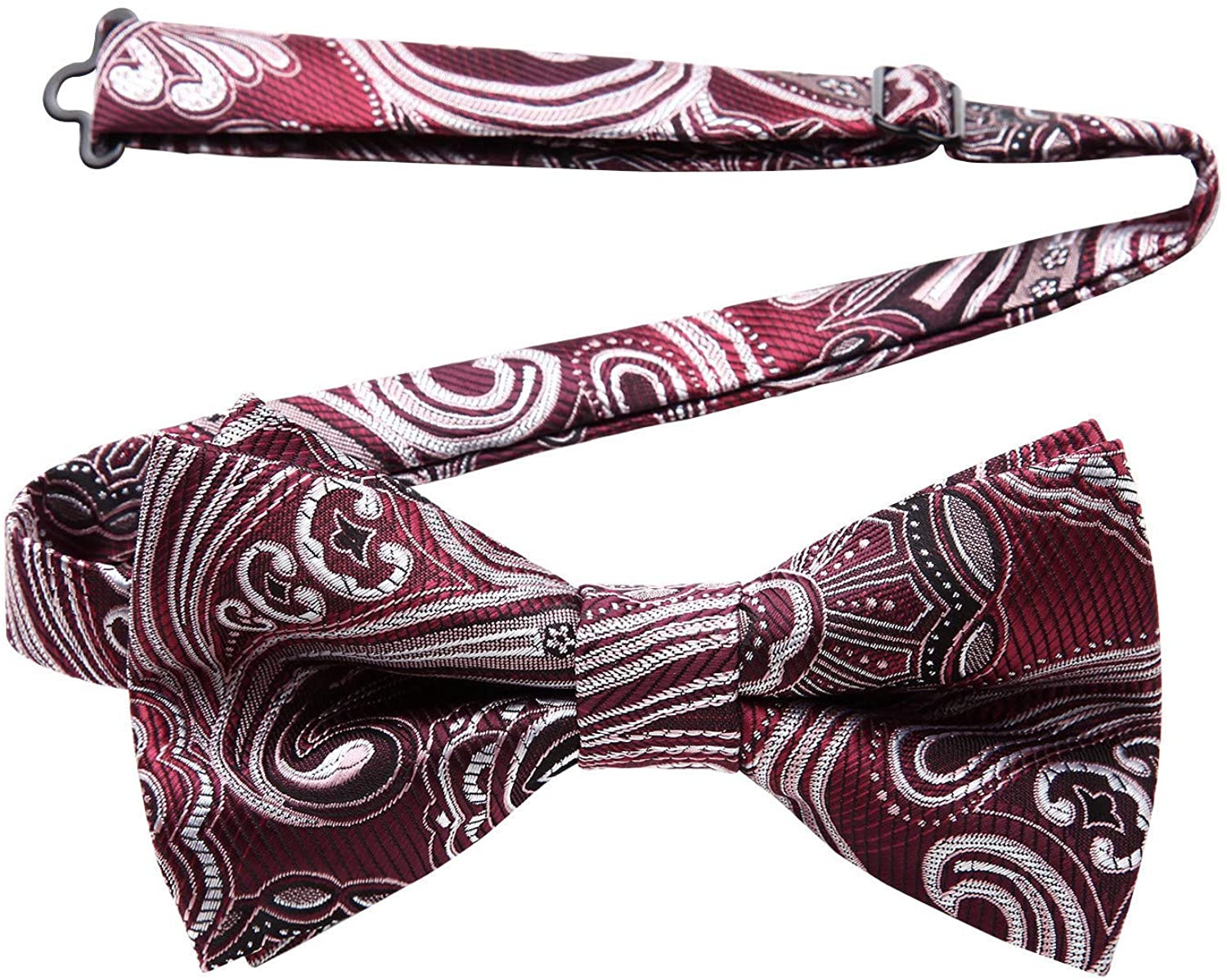 Custom Mens Zebra Bow Tie Pre-tied Adjustable Handmade bow tie Red/Black/White 